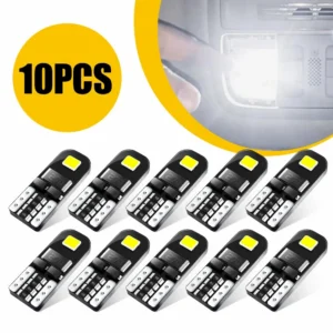 AUXITO 10/2Pcs T10 W5W LED Canbus No Error 194 168 501 Bulb 5W5 Car Interior Lights Lamp Map Dome Reading Lights 12V 6000K White