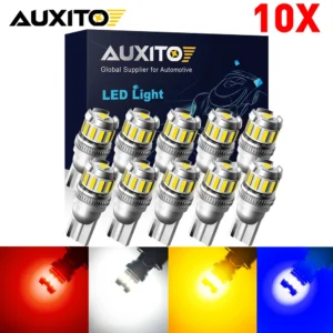 AUXITO 10x T10 W5W Led Bulbs Canbus 194 168 LED Car Map Dome Interior Lights 12V White 6500K Red Blue Yellow For BMW Audi Tesla