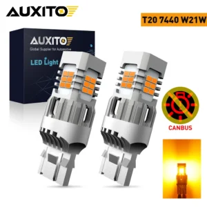AUXITO 2Pcs T20 7440 LED Bulb Canbus W21W WY21W Car Turn Signal Lights Lamp For Audi A3 Ford Focus Jeep Renegade Honda Civic