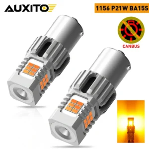 AUXITO 2Pcs No Hyper Flash 1156 BA15S LED Bulb Canbus Car Turn Signal Light Amber for Toyota Corolla Camry Volkswagen Golf BMW