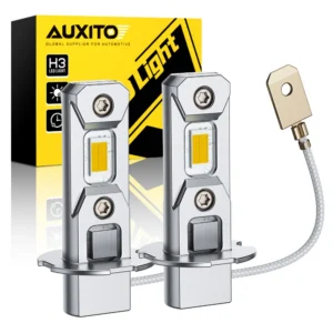 AUXITO 2Pcs Canbus H3 LED Fog Light 60W No Fan Fanless DRL Bulbs Plug and Play 6500K White 3000K Yellow Auto Fog Head Light