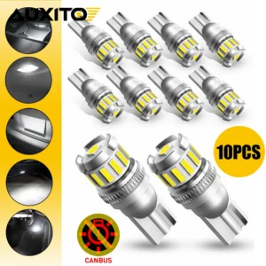 AUXITO 10/2Pcs T10 W5W LED Canbus No Error 194 168 2825 Bulb 5W5 Car Interior Light Super Bright 6500K Plug&Play 12V