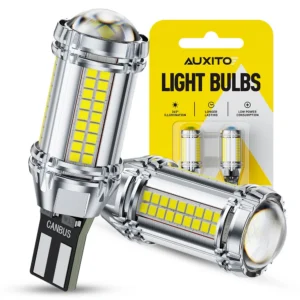 AUXITO 2Pcs Canbus T15 LED LENS W16W LED Backup Reverse Light Bulb No Error 12V With HD Projector Lens 921 912 6500K White