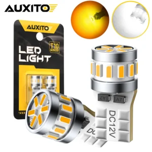 2Pcs AUXITO T10 Amber LED Canbus Error Free W5W 168 194 LED Bulb For BMW Audi Ford Car Interior Dome Map Light Signal Lamp White