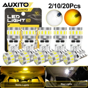 20/10/2Pcs AUXITO W5W T10 LED CANBUS No Error 5W5 12V 2W Super Bright Car Interior Side Light 194 3014 SMD Auto Bulb White Amber