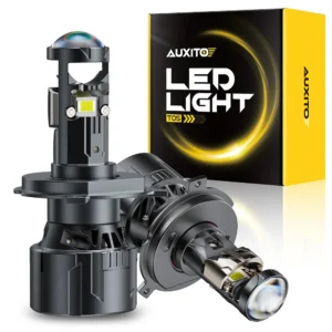 AUXITO 2Pcs 25000LM H4 LED Projector Lens Headlight Bulb High Power Mini H7 Led Lights CANBUS Left Right Hand Drive with Fan