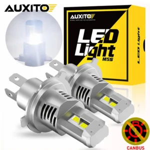 AUXITO 2Pcs 120W H4 LED Headlight CANBUS 22000LM Super Power Bulb Wireless Turbo LED H4 Car Lights Headlamp Plug&Play 12V