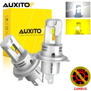 AUXITO 2Pcs Canbus H4 LED Bulb Super Bright 20000LM HB2 9003 CSP LED Headlight Dual Color High and Low Beam Headlamp