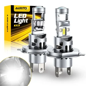 AUXITO 2Pcs 20000LM H4 ED Projector Lens Headlight with Fan Auto Left Hand Drive H4 Led High Low Beam Motorcycles Headlamp