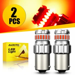 AUXITO 2Pcs P21W BA15S LED Red Stop Brake Light 1156 1157 7507 P21/5W Car Bulb LED Lamp Reverse Brake Turn Signal Light DRL