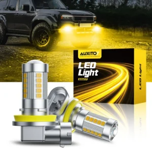 AUXITO 2Pcs H11 H8 Fog LED Lamp Bulbs light Canbus H9 H10 9145 9140 9006 HB4 No Error DRL Daytime Running Car Lamp 3000K Yellow