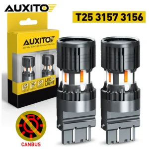 AUXITO 2Pcs Canbus T25 3157 3156 LED Turn Signal Lamp P27W P27/7W 3057 3056 Amber Yellow Light For VW Jetta Glof Toyota Tacoma
