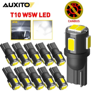 AUXITO 10/8/6/4/2Pcs T10 W5W LED Canbus 5630SMD No Error 194 168 5W5 LED Car Interior Light Bulb Lamp White Instrument Lights
