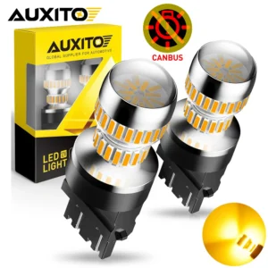 AUXITO 2Pcs CANBUS 3157 T25 LED Turn Signal Light 1156 BA15S 1157 7443 T20 W21/5W 7440 LED DRL Daytime Running Lamp Red Yellow