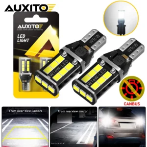 AUXITO 2Pcs LED T15 W16W Reverse Light Back Up Lamp Canbus Car Led Lights T16 912 921 LED T10 W5W 5W5 Tail Interior Lamps