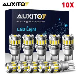 AUXITO 10x T10 W5W Led Bulbs Canbus Dome Interior Light 4014 3020SMD For BMW Audi Tesla Interior Dome Lights 12V White 6500K