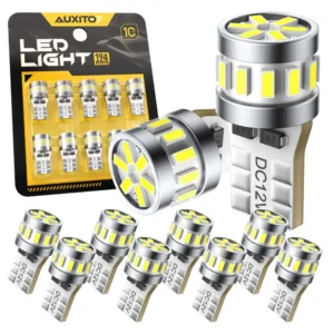AUXITO 10Pcs T10 W5W 168 LED Car Light Bulb No Error Car Interior Light 194 LED Bulbs Signal Lamp Dome Map Reading Light 6500K