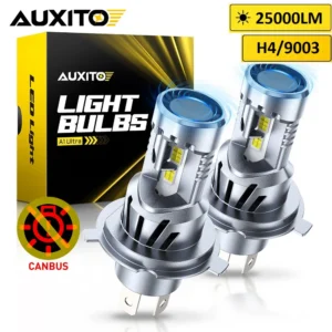 AUXITO 2Pcs Turbo LED H4 9003 LED Canbus NO Error High Low Beam Headlight Bulbs with Dual Fan Car Lights 80W High Power 25000L