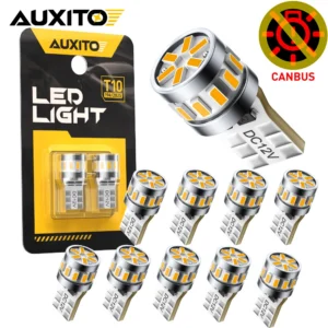 AUXITO 10/2Pcs T10 W5W Led Bulb Canbus 168 194 5W5 Dome Map Car Interior Bulb LED Signal Lamp 6500K White Yellow Light