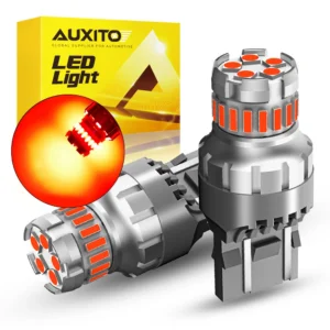 AUXITO 2Pcs T20 7443 LED Canbus Brake Light Red Strobe Flash Stop Light W21W W21/5W 7440 LED Bulb Reverse DRL Parking Lights