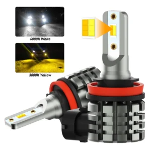 AUXITO 2Pcs 2000LM H8 H9 H11 H16JP Led Fog Lights Bulb Canbus White And Yellow Bicolor for Audi A6 C5 A6 Chevrolet LED Lamps DRL