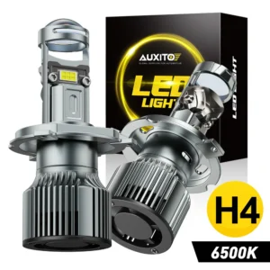 2Pcs AUXITO H4 LED Projector Mini Car Headlight Bulbs Canbus 6500K White H4 LED Mini Projector Lens Headlamp For LHD RHD 12V 24V