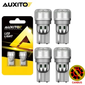 AUXITO 4Pcs T10 LED Bulb Canbus W5W 168 194 2825 5W5 LED Car Interior Light Door Trunk Side Marker Mirror License Plate Lamp