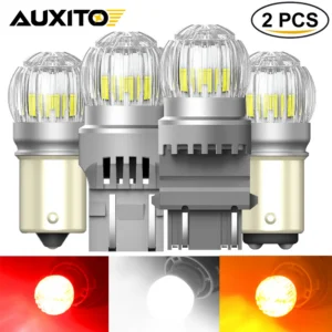2Pcs Orange LED Turn Signal Light BA15S 1156 7443 W21/5W Led Bulbs 1157 P21/5W Brake Reverse Light For Honda Civic Toyota Audi