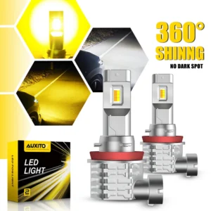 2Pcs AUXITO CANBUS H8 LED Yellow White 9006 HB4 H10 H11 LED Fog Lights 9005 HB4 LED Bulb Car Driving Lamp for Toyota Skoda Ford