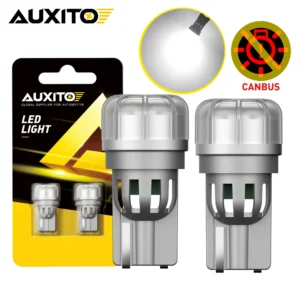 AUXITO 2Pcs Canbus T10 LED Bulbs Super Bright W5W 194 168 2825 5W5 Car License Plate Bulb Door Lamp Parking Light White Amber