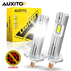 AUXITO 2Pcs Canbus H1 LED Car Lights Headlight 12000LM 60W Fog Light Fanless Wireless Mini Size Plug & Play Upgrade Nonpolarity