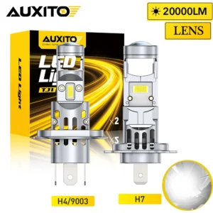 AUXITO 2Pcs H4 9003 HB2 LED Headlight Bulbs Projector Lens Canbus 6500K Super Bright H4 H7 LED For Car Motorcycle with Fan LHD