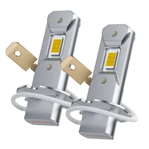 Auxito 2Pcs H3 Led Yellow Bulb Fanless Headlamp Led Lights For Car H3 Super Bright High Power Mini Car Headlight Bulb Auto Light