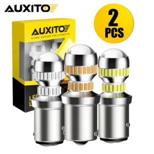AUXITO 1157 BAY15D P21/5W 1156 BA15S P21W LED Bulb Red Canbus Car Turn Signal Reverse Brake Light Bulbs 12V White Amber Yellow