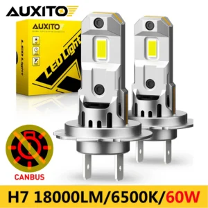 AUXITO 2Pcs H7 LED Headlight Bulb Canbus 60W High Power Turbo Bulb 6500K 18000LM Chip Mini Led Light Plug&Play Wiress Automobile