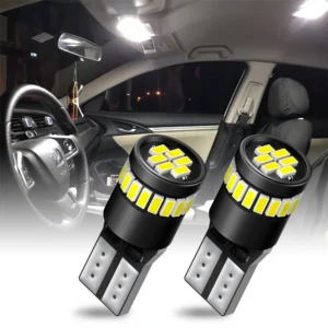 AUXITO 2Pcs W5W T10 LED Canbus Light Bulbs White Amber Yellow Red Blue for Car Interior Dome Lamp Trunk Lamp Parking Lights 12V