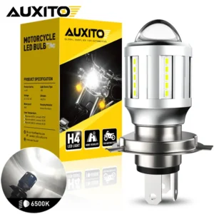 AUXITO H4 Motorcycle LED Headlights Bulbs Plug&Play Motor Bike Light High Low Beam Replace Halogen 6500K White 3000K Yellow 1PC