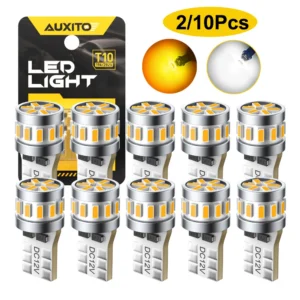 AUXITO W5W T10 LED Lights Bulb Canbus Yellow 194 168 WY5W LED For Car Interior Trunk License Plate Lamp Clearance Light 6500K