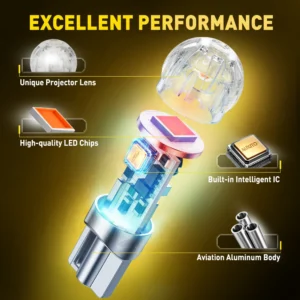 AUXITO 2x W5W T10 Amber LED Ultra Bright Canbus 5W5 194 168 LED Clearance Lights Car Interior Side Light Auto Bulb Red White 12V