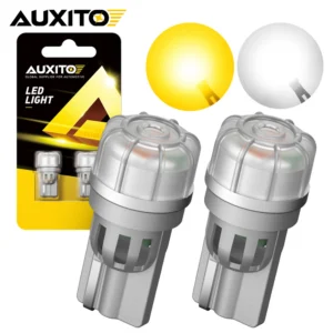 AUXITO 2Pcs Yellow W5W T10 LED CANBUS No Error 194 168 LED Car Interior Map Dome Lights Auto Signal Lamp Bulb 5500K White