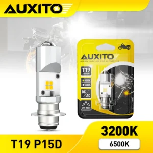 1Pcs AUXITO P15D T19 LED Bulb Motorbike Light 6500K White 3200K Yellow Motorcycle Headlamp High and Low Beam Motorcycle Lamp 12V