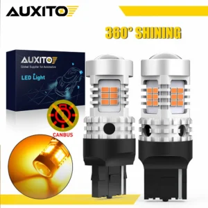 AUXITO 2Pcs Canbus 7440 Led Turn Signal Light W21W Orange No Hyper Flash 1156 BA15S P21W BAU15S PY21W LED Car Bulb Amber