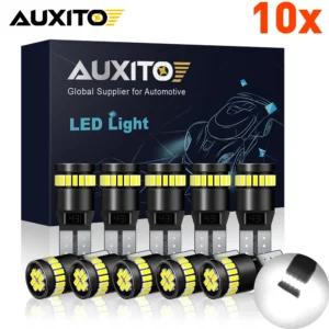 10Pcs AUXITO W5W T10 LED Canbus Light Bulbs for BMW Audi Mercedes Car Interior Reading Parking Lights 6000K White No Error 12V