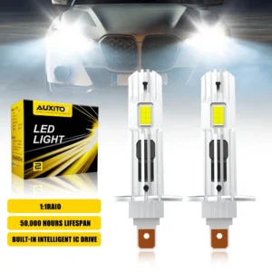 AUXITO 60W H1 LED Headlight Canbus Upgraded Non-polarity Fog Light Fanless LED Light Mini Size Led Lamp